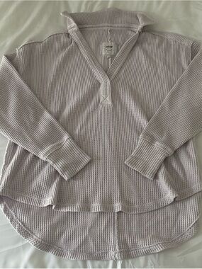 Aerie LumberJane Lavender Waffle V Neck Pullover